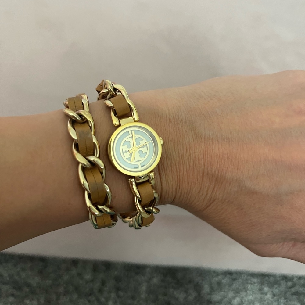 Gold Tory Burch bracelet watch